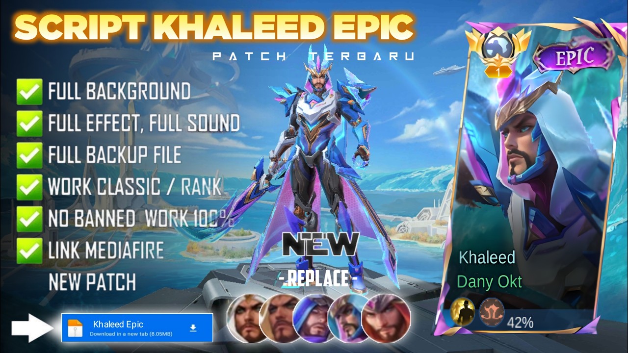 New Update! Script Skin Khaleed Epic Wave Strider No Password | Patch Terbaru | Full Effect & Voice