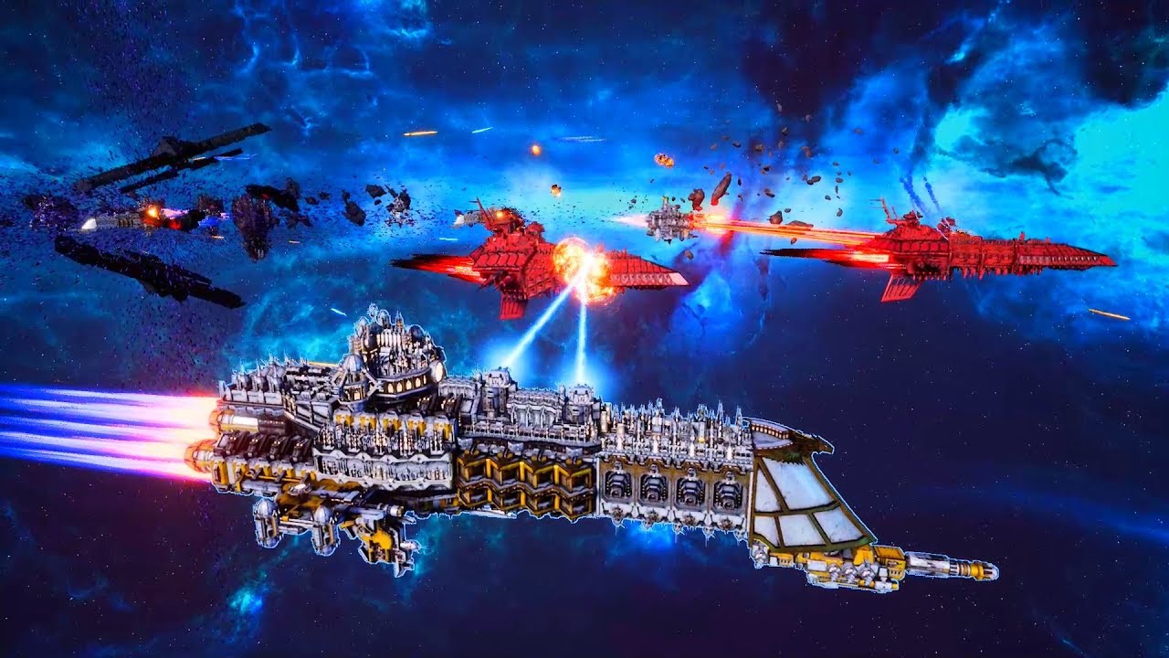Imperial Navy vs Chaos! - Massive Battle, Skirmish Gameplay, Battlefleet Gothic Armada 2