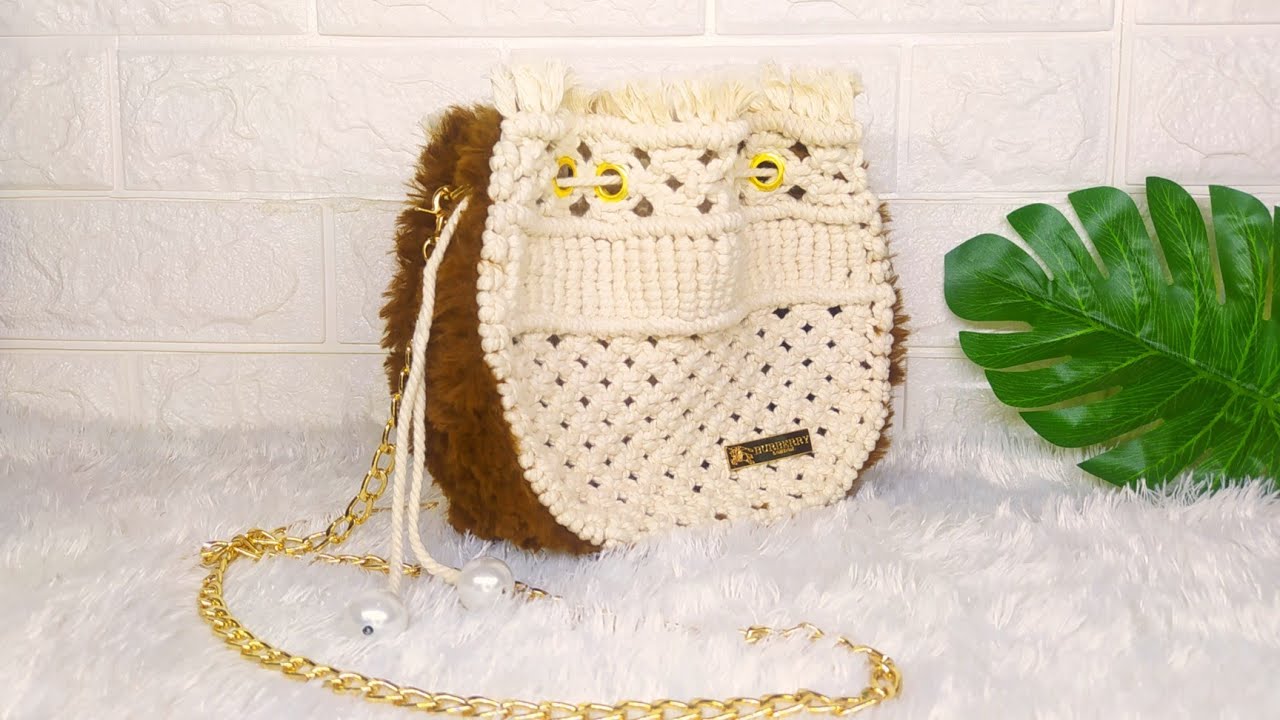 Macrame Sling Bag with Plastic Canvas | Macrame Bag Tutorial | Plastic canvas bag
