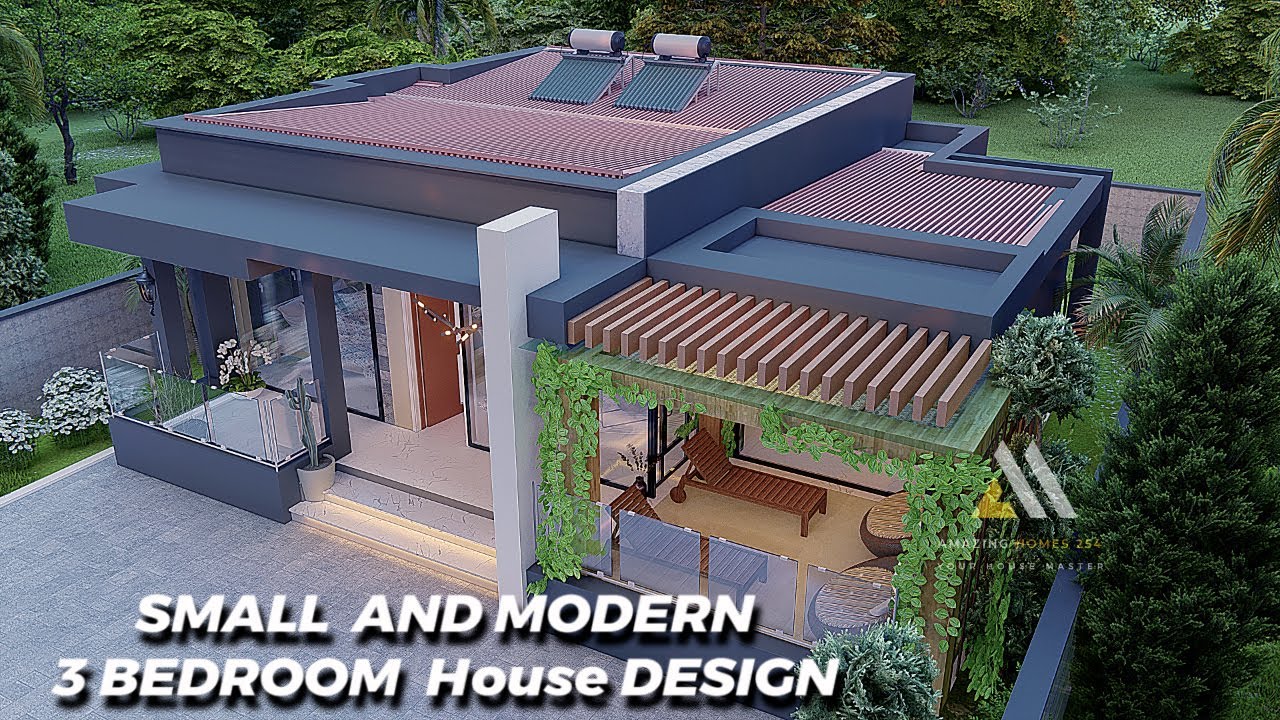 Modern 3 bedroom house/ Hidden roof design [10mx12m] Bungalow