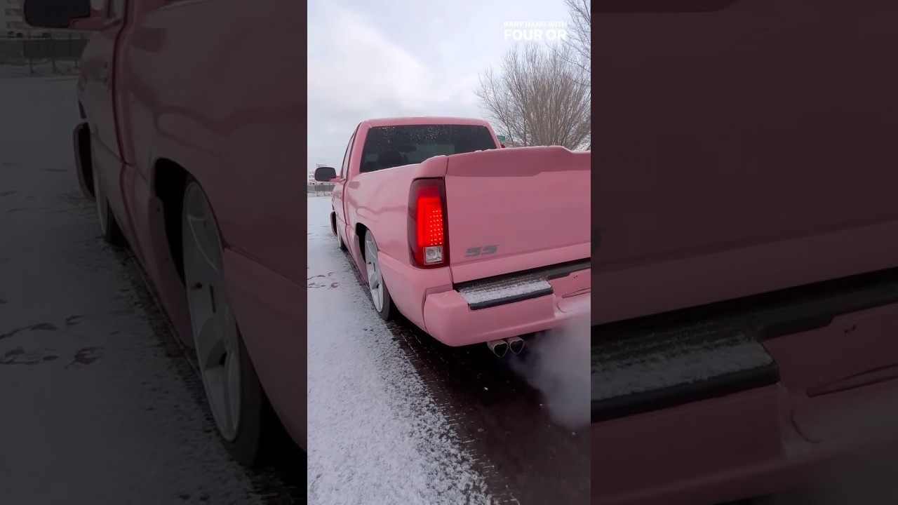 Pink Chevy SS Clone 🎀 Heart Shaped Exhaust Tips 💖 #chevyss #ssclone #droppedtrucks #silverado #nbs