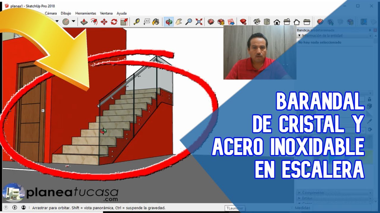 Barandal Cristal Y Acero Inoxidable Escalera SketchUp D40