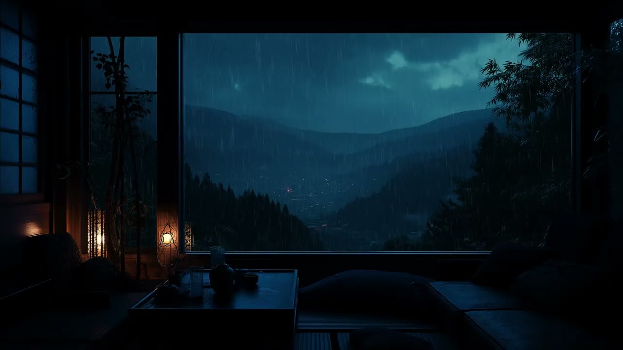 Rain Moving Slowly Through a Dark Room (No Ads) Minimal Ambience for Night Calm 🌧️