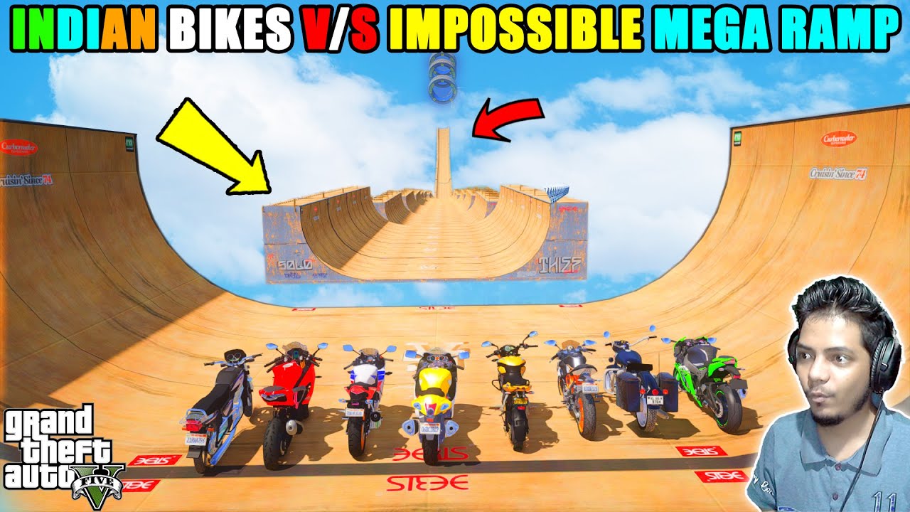GTA 5 : INDIAN BIKES VS IMPOSSIBLE MEGA RAMP CHALLENGE | ANMOL GAMEX