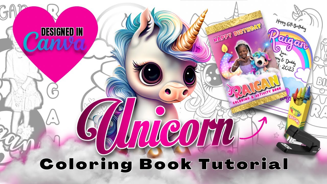 UNICORN VIBEZ 🦄💕💜 | CANVA COLORING BOOK TUTORIAL | PARTY FAVORS