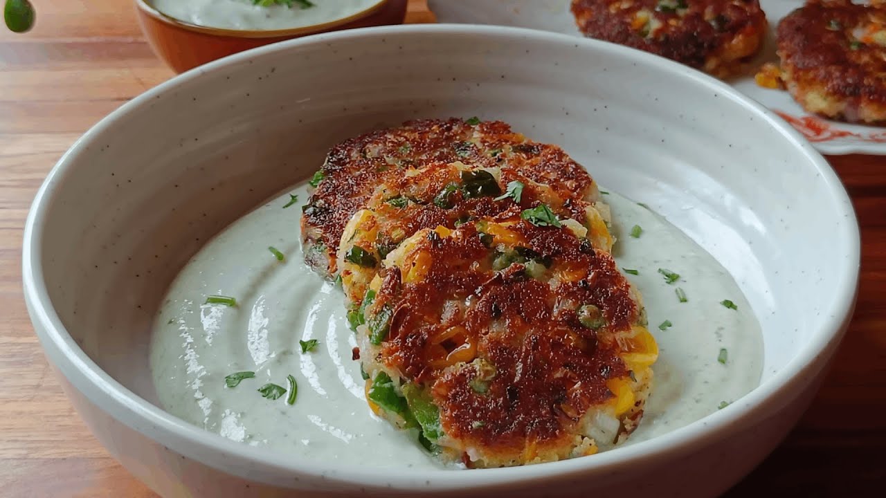 Quick & Healthy Corn Paneer Veggie Tikki With Mint Dip | Kids Favourite Lunchbox Recipe