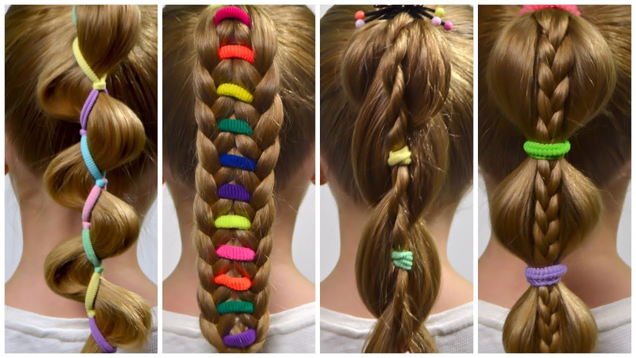 TOP 4 Braided Ponytails with Bright elastics ✿ HOW TO DO A BRAID | Hair Tutorial