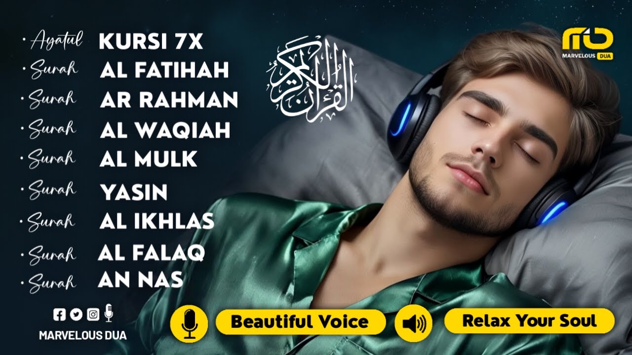 Calming Quran Recitations for Restful Sleep | Alfatiha, AlKahfi, Yasin, AlWaqiah, Arrahman, AlMulk