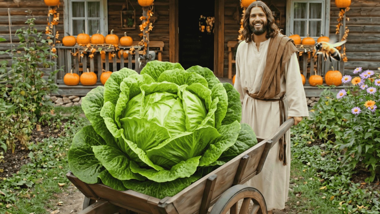 Jesus in the Garden: Growing and Caring for Lettuce | AI Christian Tribute