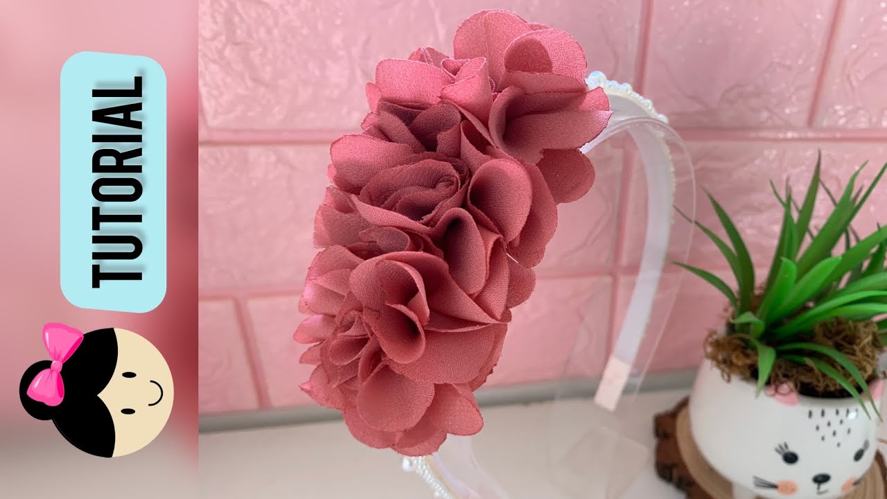 Tiara Luxo FLOR - MARAVILHOSA E FÁCIL - FLOR DE TECIDO