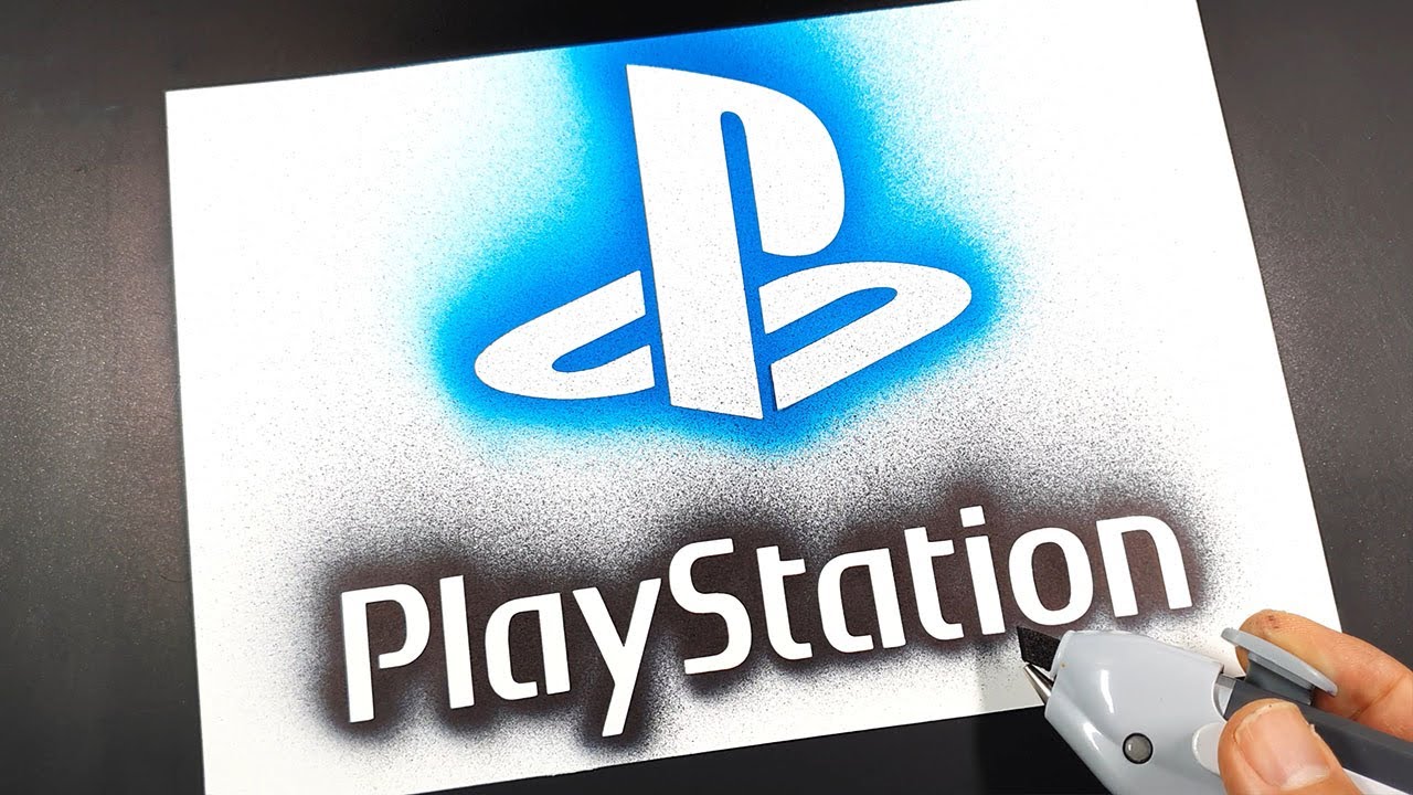 How to draw PlayStation logo with a stencil | Logo art | Stencil art