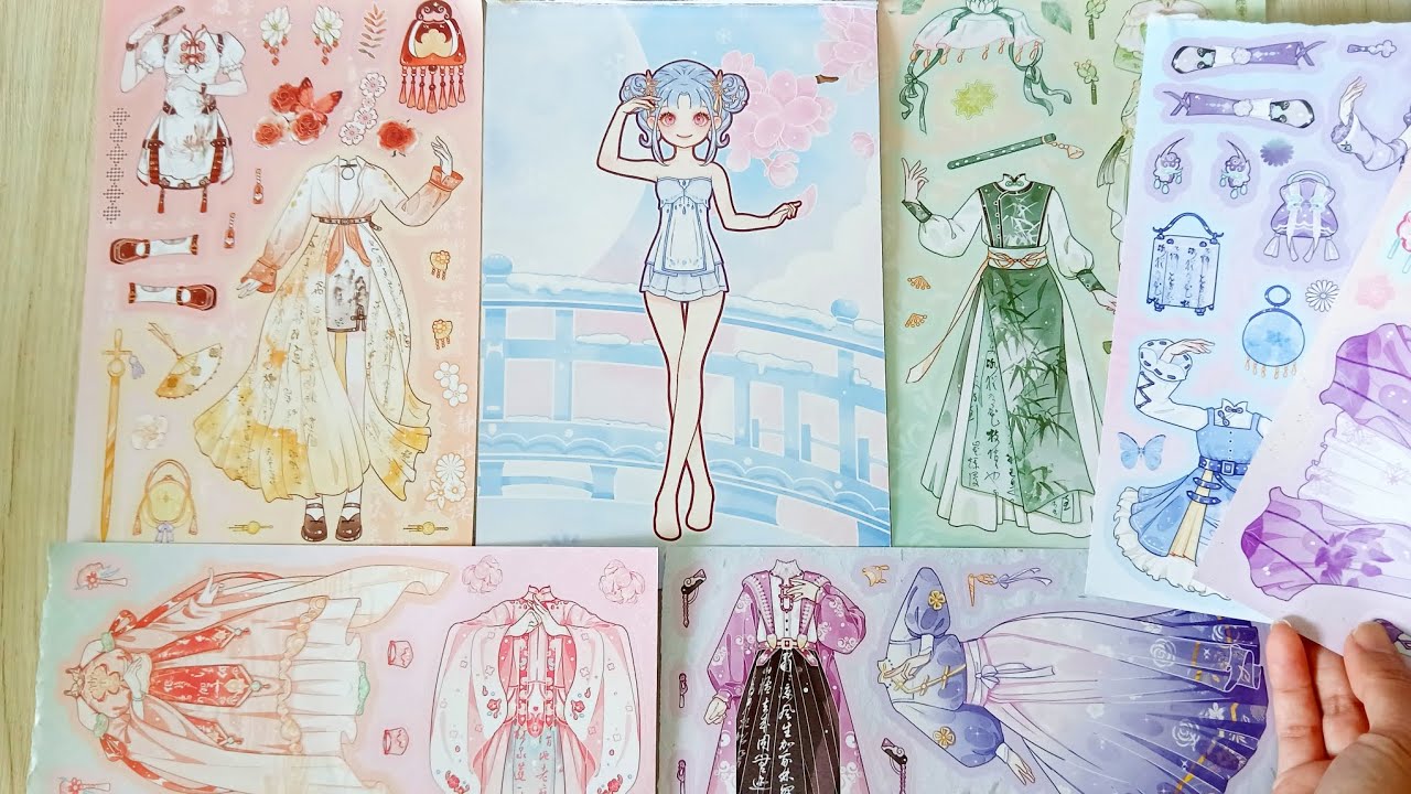 Sách hình dán sticker mẫu mới - Thiết kế hình dán y phục cổ trang, tiên hiệp cho các nàng công chúa