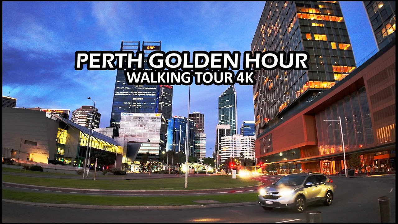 Perth City to South Perth Golden Hour Walk (Perth, Western Australia 4K)