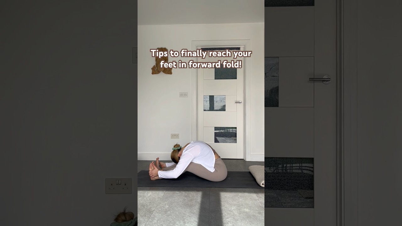 Finally reach your feet in forward fold! #howtodoyoga #yogaforbeginners #flexibility  #forwardfold