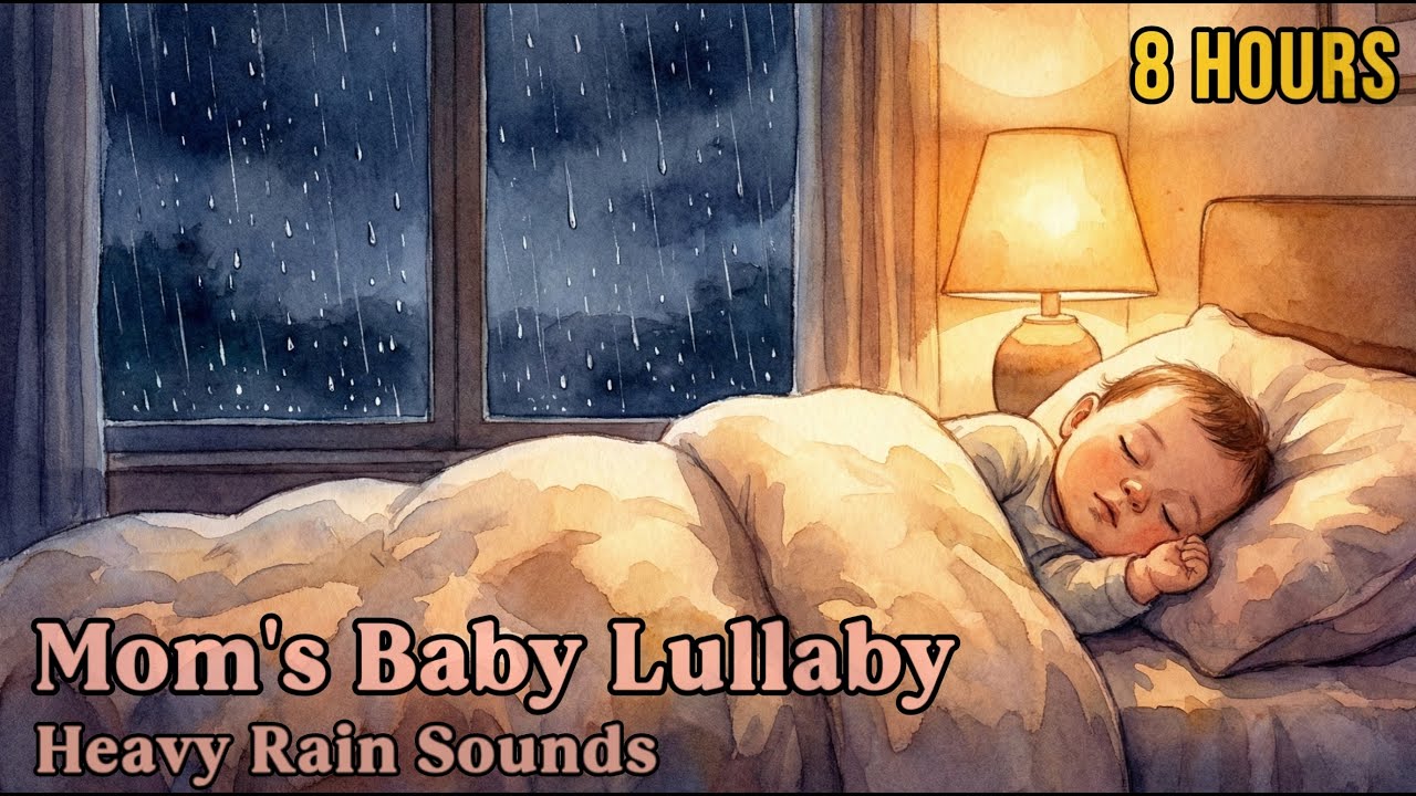 ​Mom's Soothing Piano Lullaby with Heavy Rain (8 Hours) | #rainsoundsforsleeping #lullaby #sleep