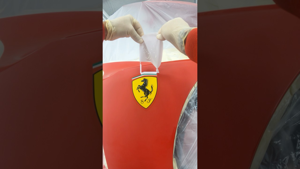POV: step inside the process of creating the iconic airbrushed Scuderia Ferrari shield. #Ferrari