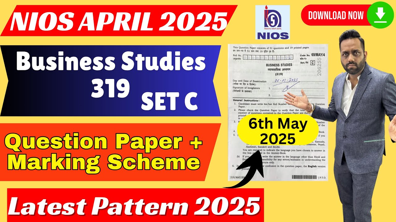 NIOS Business Studies Class 12 Question Paper 2025 | Nios Business Studies paper|