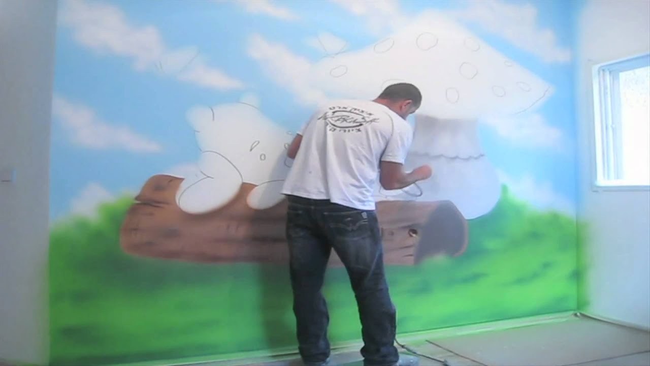 ציור קיר בהילוך איטי AIRBRUSH .ART.ARTWALL.WALL