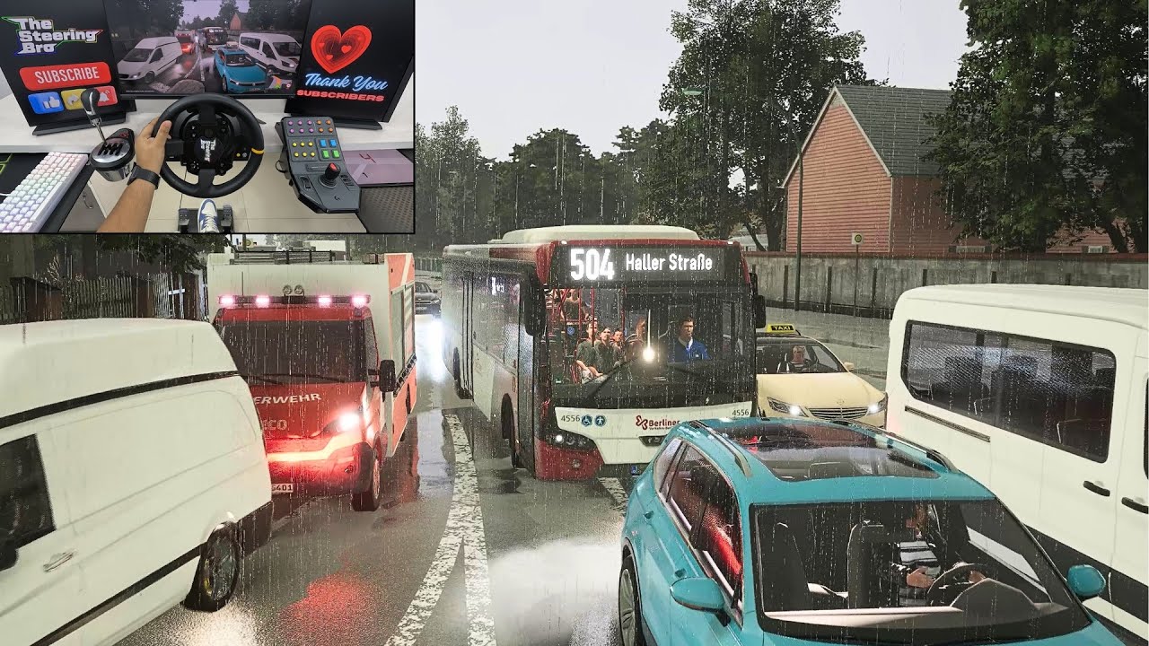 Bus Simulator - Heavy Rainy Day Bus Gameplay | Thrustmaster TX Steering Wheel Gameplay