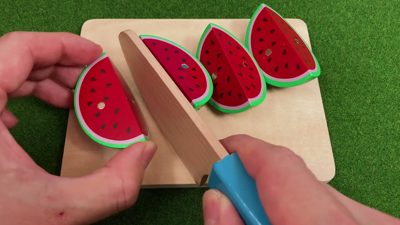 おままごとトントン♪野菜や果物のおもちゃを切るだけ！木のままごとも♪ ！Fruit and Vegetables Wooden Toys Cutting Fruit Education videos