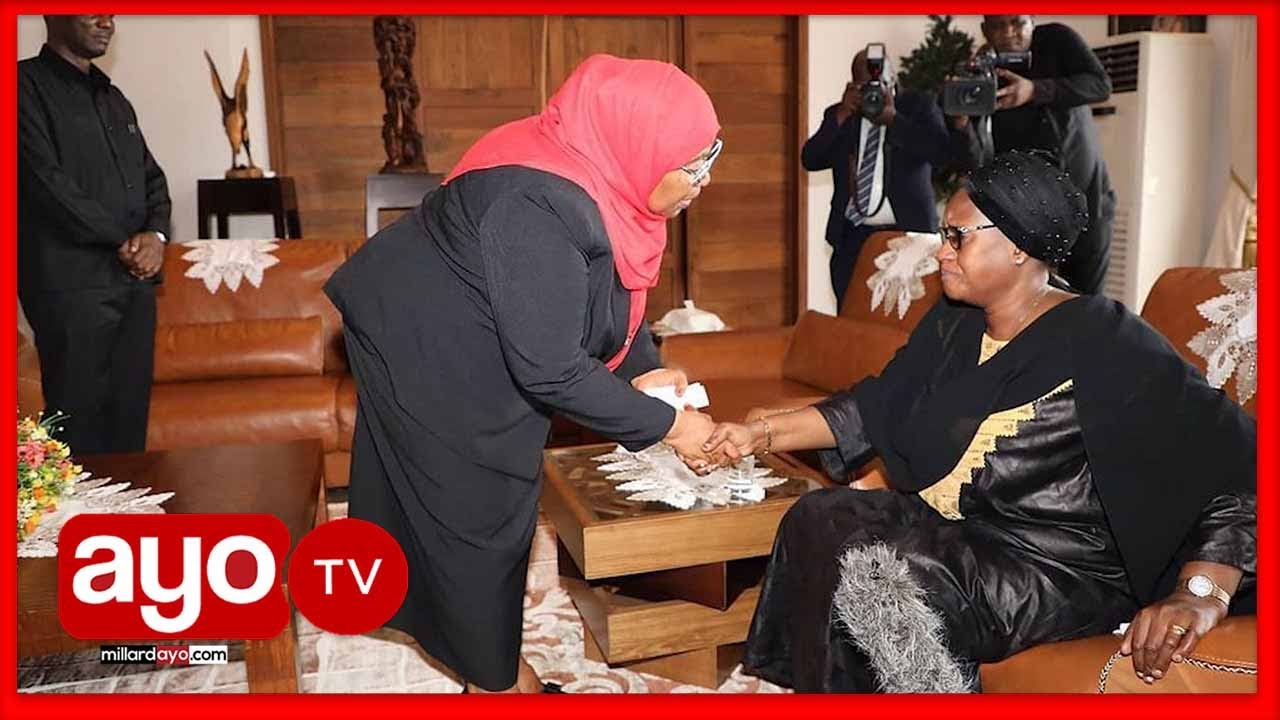 TAZAMA RAIS SAMIA ALIVYOFIKA NYUMBANI KWA MAMA JANETH MAGUFULI KUTOA POLE ZA RAMBIRAMBI