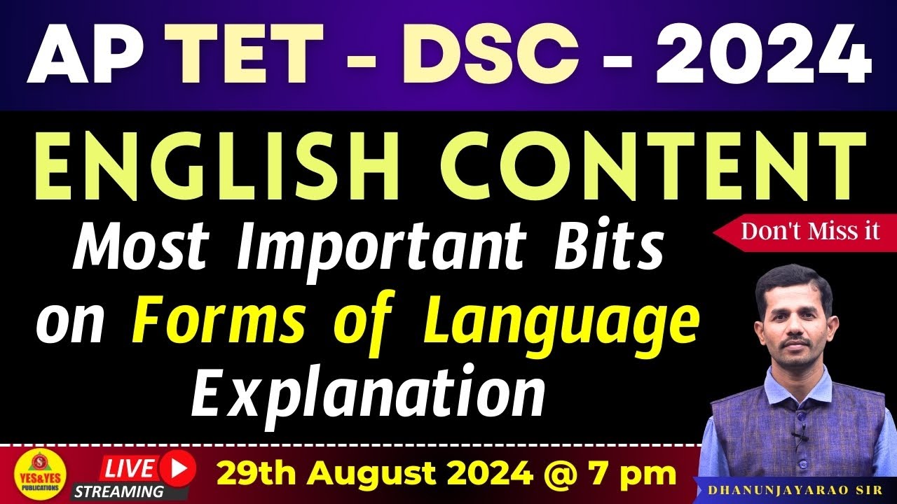AP TET - DSC 2024_ENGLISH CONTENT_ Most Important Bits on Forms of Language_ Explanation🔴LIVE  @ 7pm