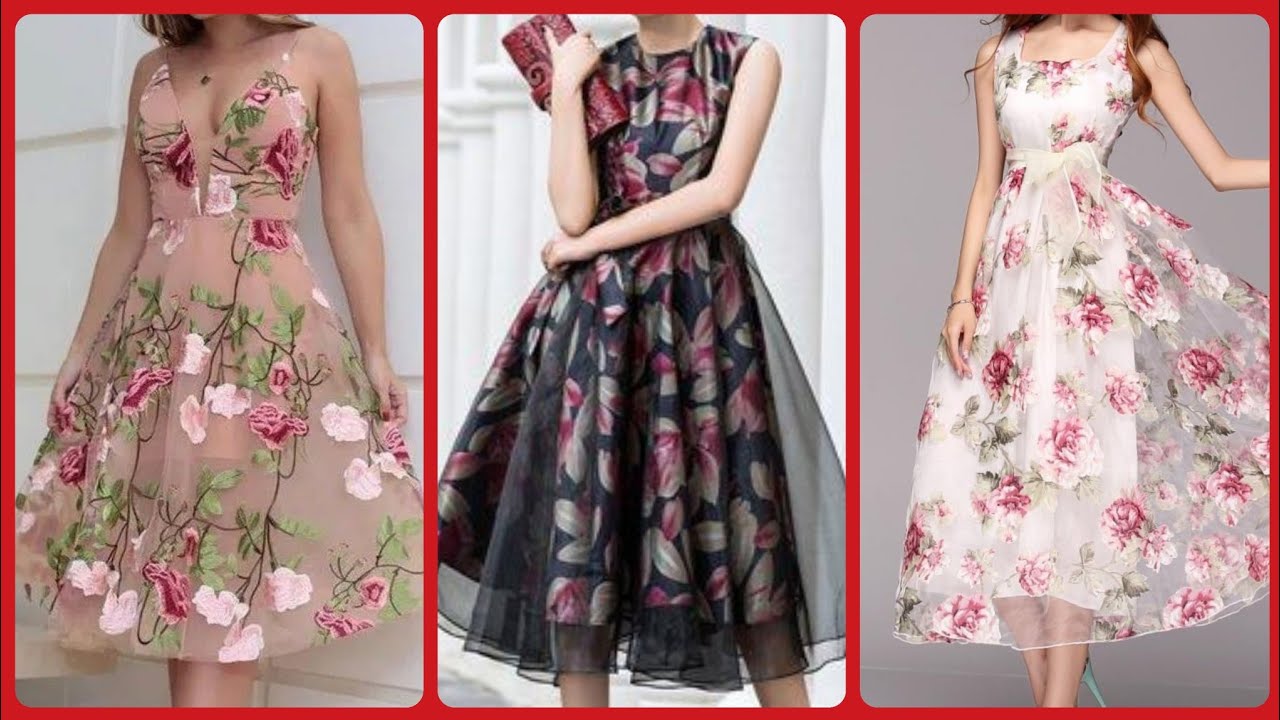 beautiful women's floral organza party dresses styles 2020