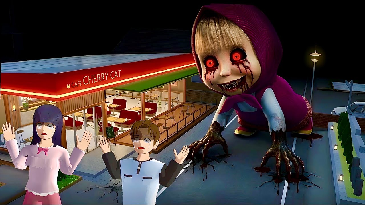 MIO YUTA Found MASHA GIANT ZOMBIE at the CAFE‼️😱~ SAKURA School Simulator 