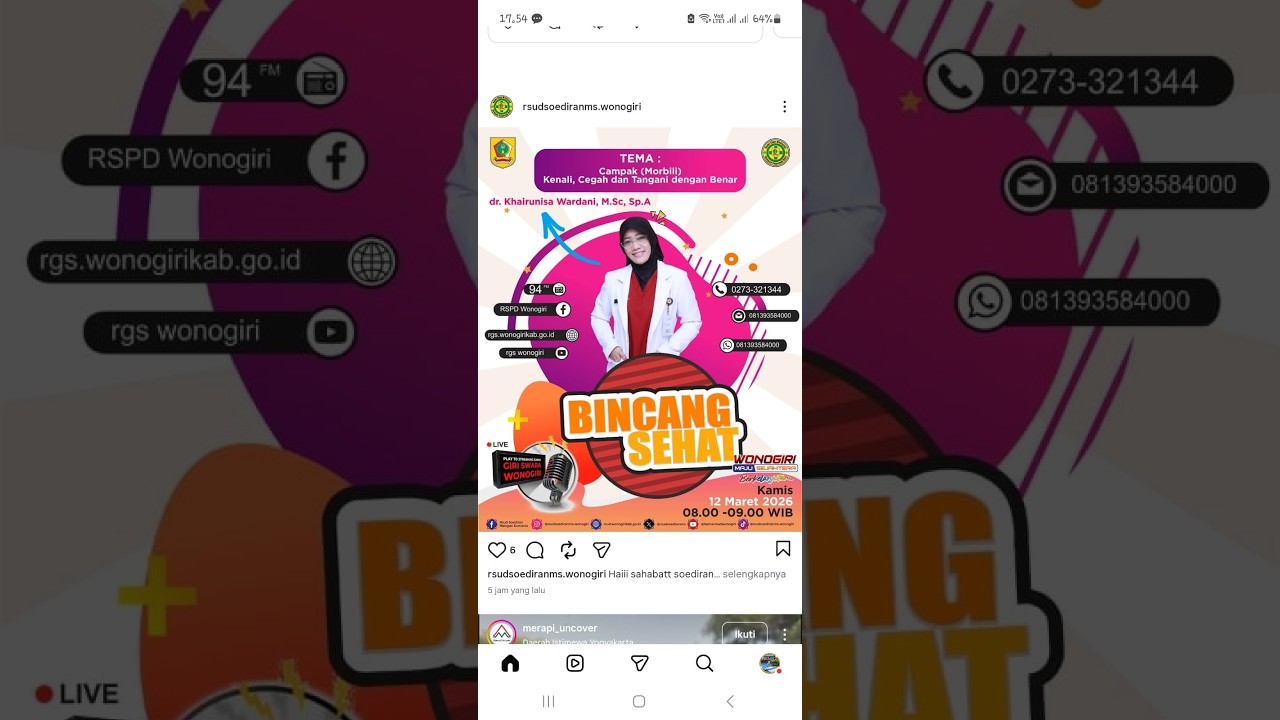 BINCANG SEHAT BERSAM RSUD WONOGIRI. TEMA : CAMPAK KENALI, CEGAH DAN TANGANI DENGAN BENAR