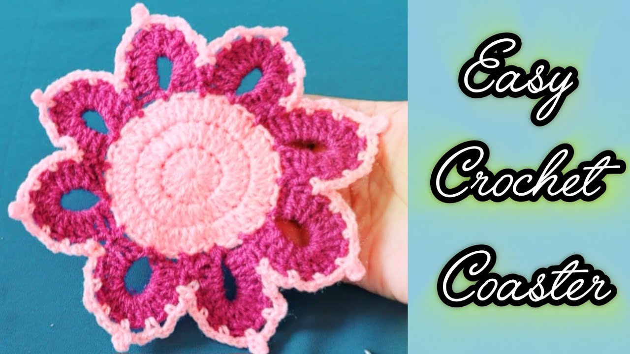 كروشيه كوستر سهل وبسيط للمبتدئين/ Crochet Flower Coaster