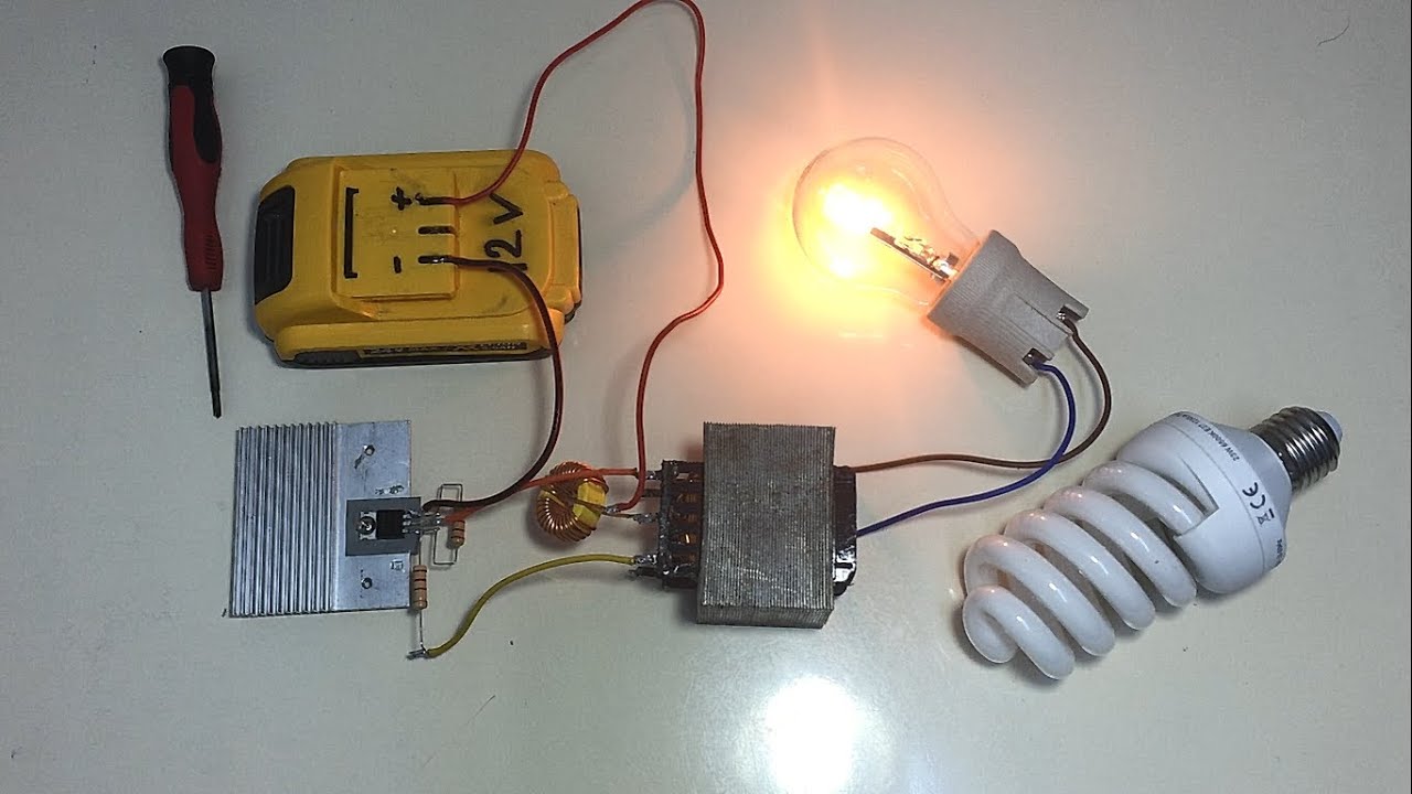 ÇOK BASİT TEK TRANSİSTÖRLÜ İNVERTER DEVRESİ - 12 To 220 Volt İnverter Circuit SINGLE TRANSISTOR