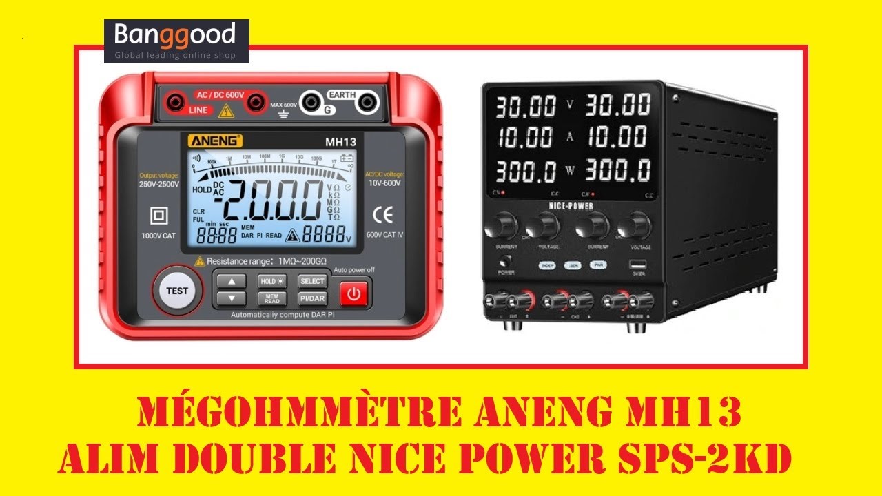 Cyrob : Revue mégohmmètre Aneng MH13 et alim double KUAIQU NICE POWER SPS-2KD