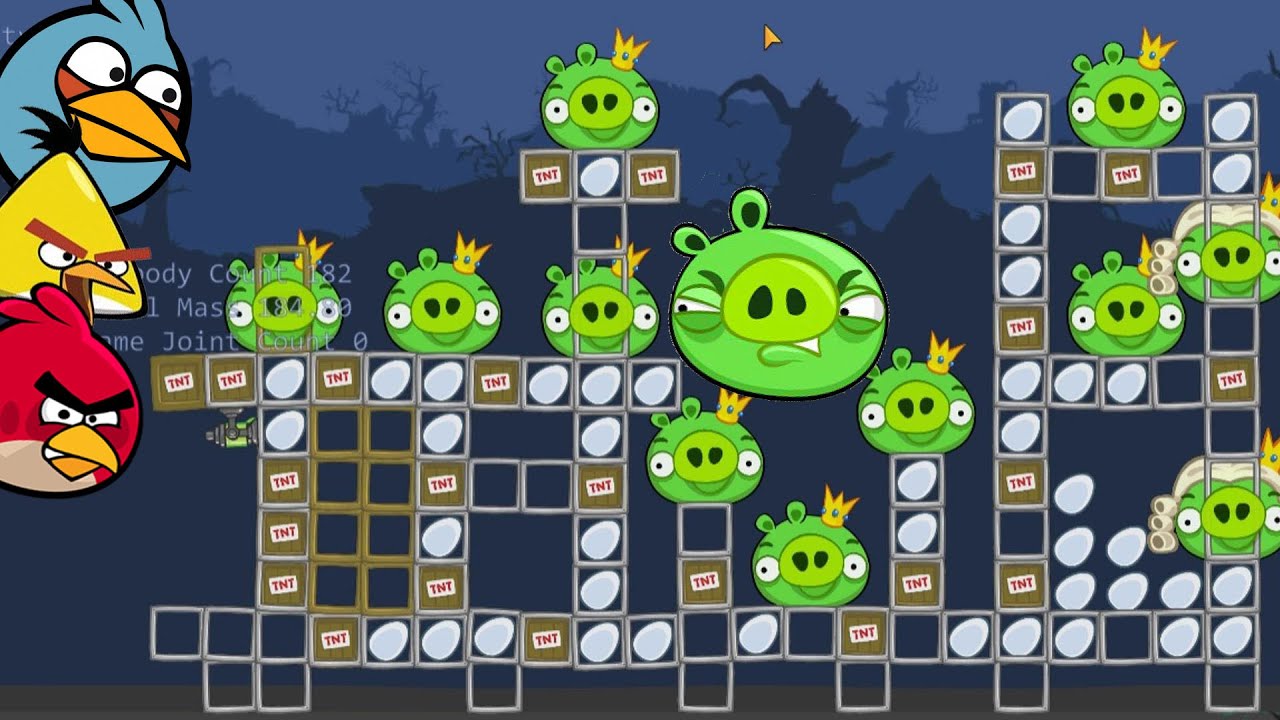 Bad Piggies - SHOOTING ALL KING PIG WITH ANGRY BIRDS! SLINGSHOT GAME!