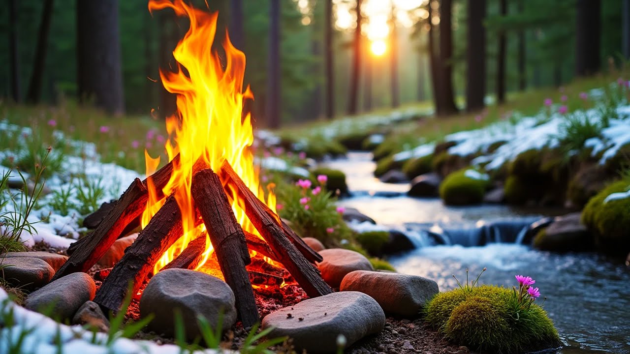 ВЕСНА БЛИЗКО: Костёр у лесного ручья &ndash; Звуки природы для ментального путешествия 🔥🌿💧