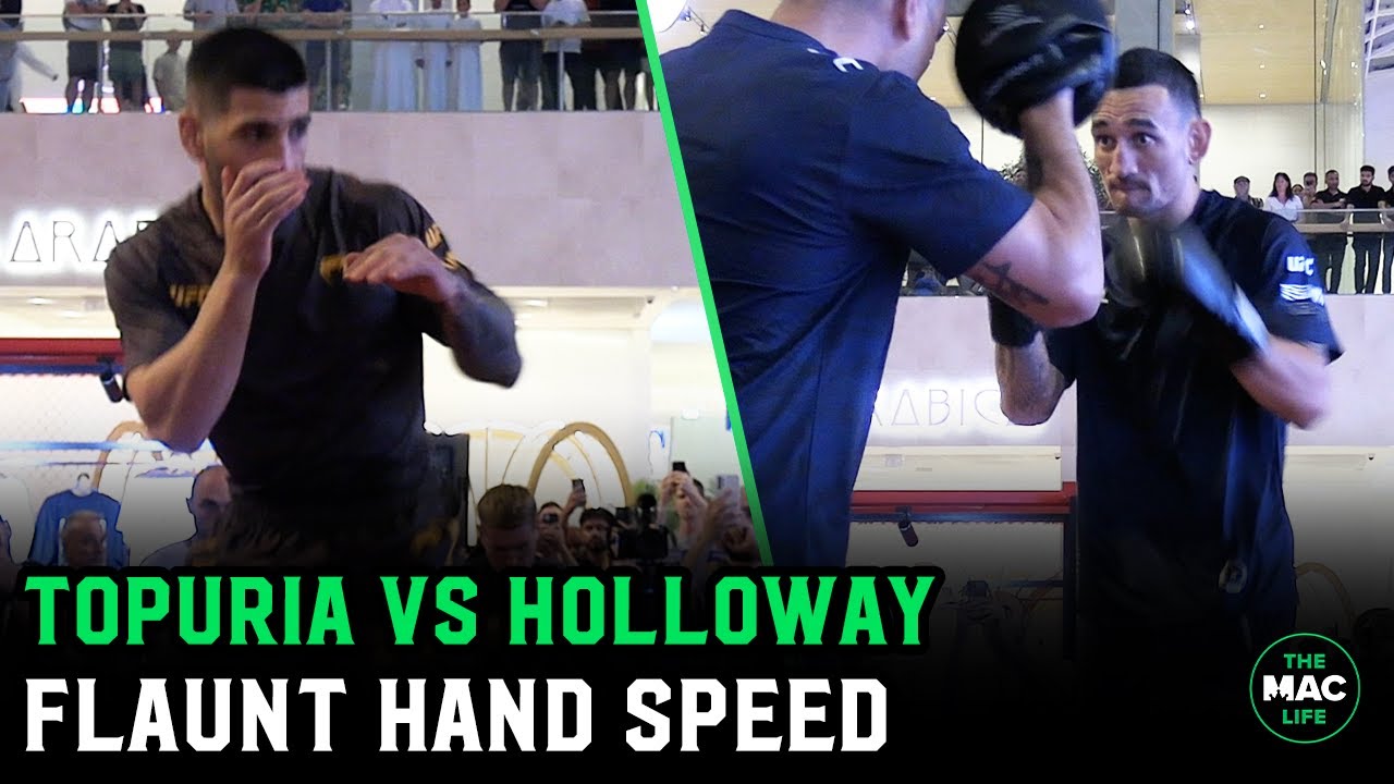 Ilia Topuria and Max Holloway show off hand speed | UFC 308 Open Workouts