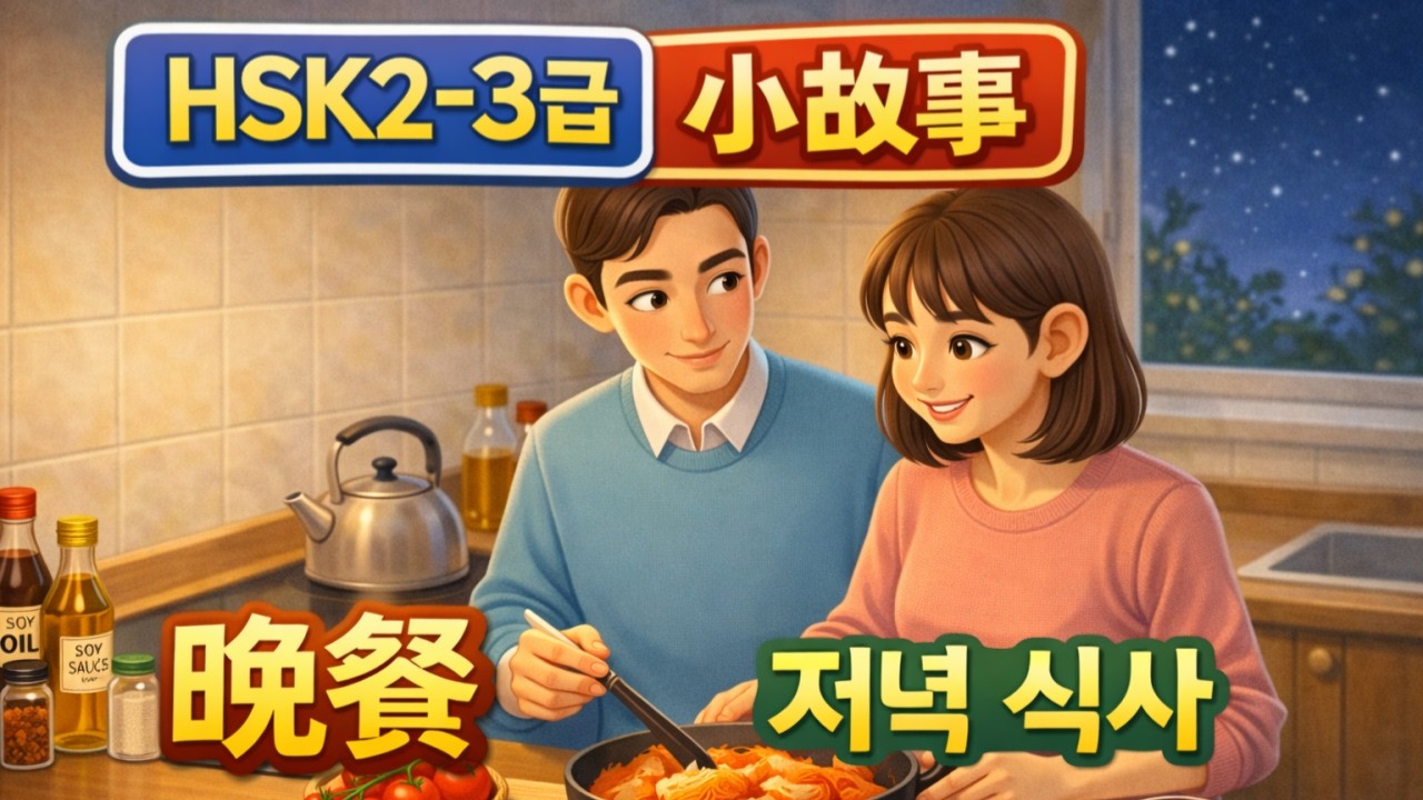 중국어 초급 듣기 연습 | HSK 2–3급 짧은 이야기 | 晚餐 저녁식사 | 하루 5분 중국어