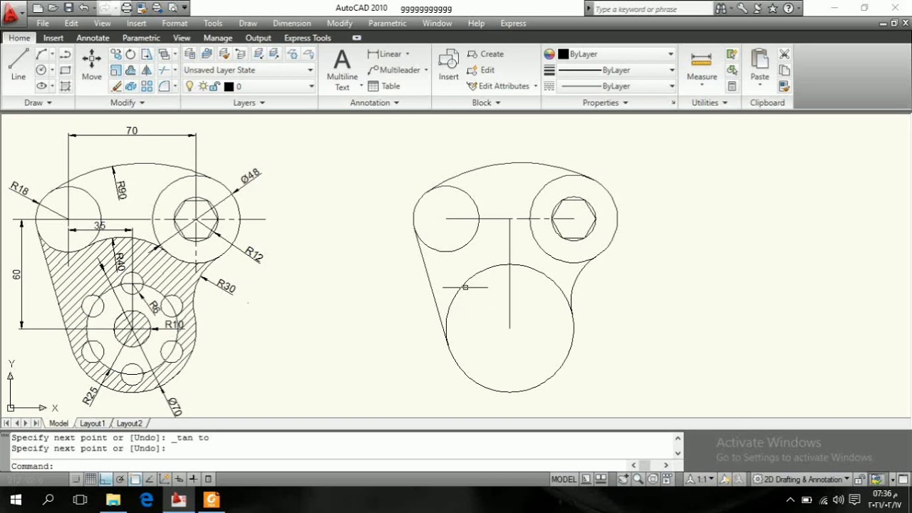 الرسم الهندسي / تمرين الثاني ( الاشكال الهندسية ) اتوكاد AutoCAD