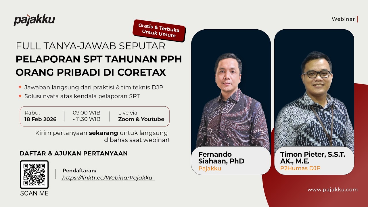 WEBINAR PAJAKKU:  FULL TANYA-JAWAB SEPUTAR PELAPORAN SPT TAHUNAN PPH ORANG PRIBADI DI CORETAX