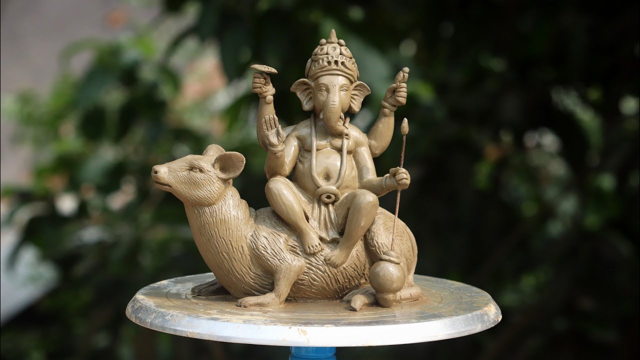 Lord Ganesha sitting on Rat | ganesh ji murti making | clay art