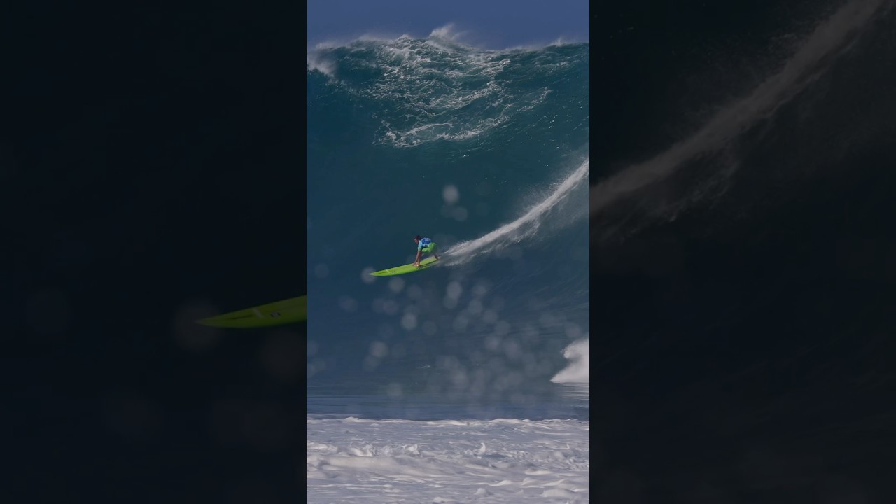 One of the biggest waves from the Eddie. Defending champion Luke Shepardson at Waimea Bay. #surf