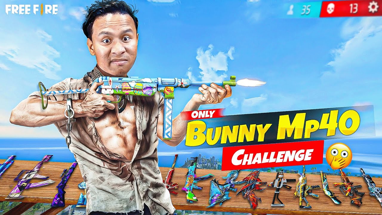 Bunny Mp40 Only Challenge in Solo Vs Squad 😱 Golden Hiphop Gameplay in Ind Server - Free Fire Max