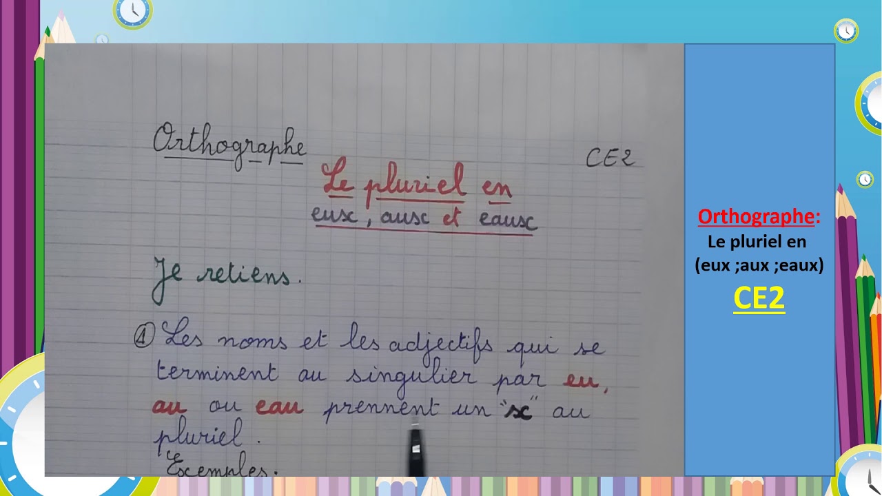 orthographe le pluriel en eux/aux/eaux