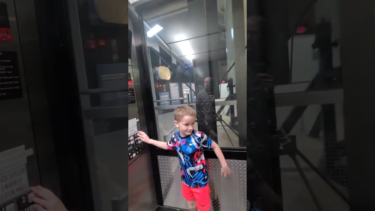 fast OTIS glass elevator overlooking missiles at National Museum of the US Air Force in Dayton OH