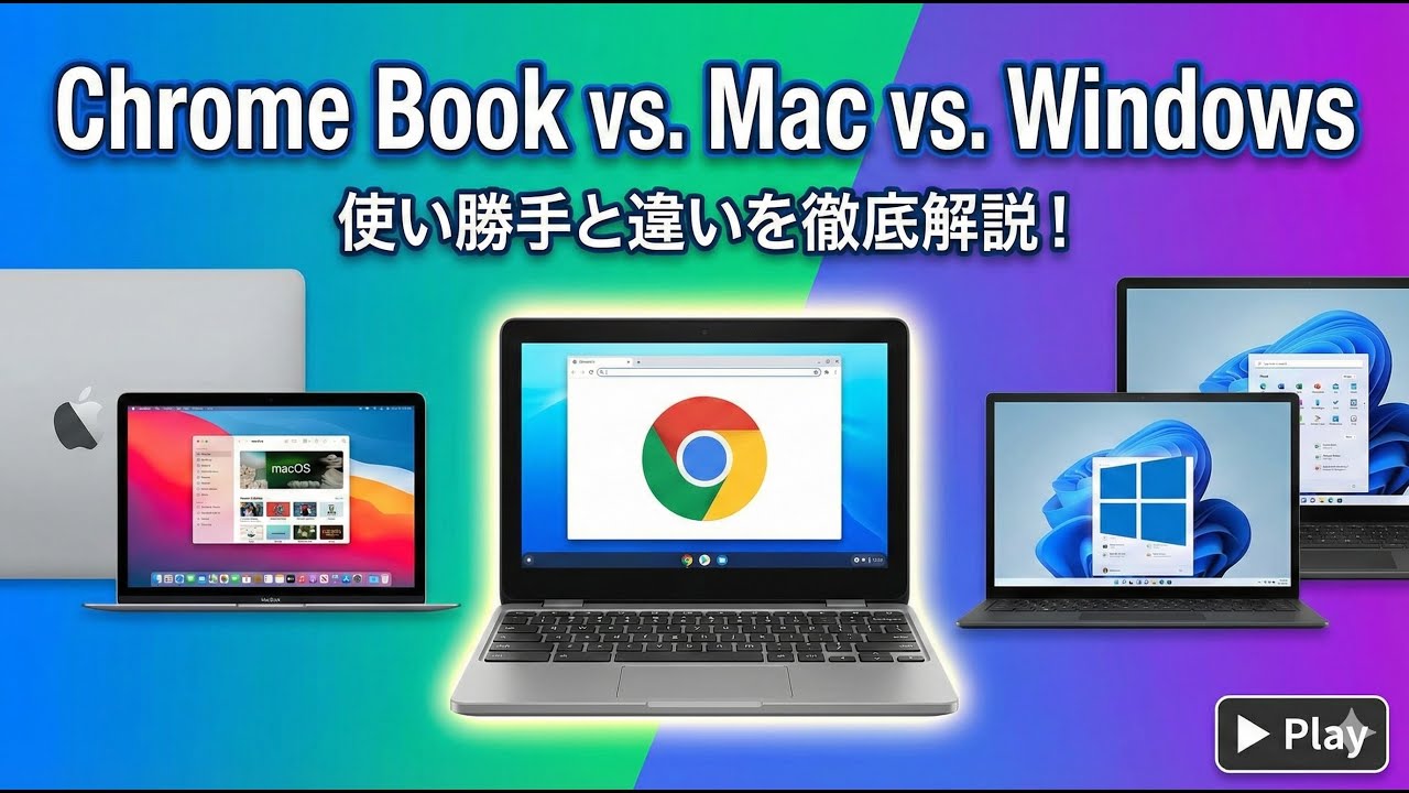 【失敗しない】Chromebook、Mac、Windowsどっちが良い？決定的な違いと選び方を徹底解説！