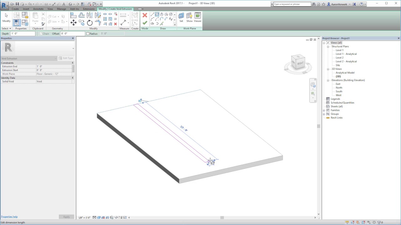 Modeling a Trench through a Slab in Revit 2017