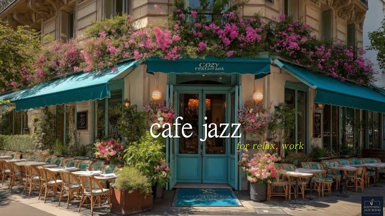 🌿 Cozy Outdoor Cafe Jazz ☕ Flower Garden Coffee Ambience | Relaxing Jazz Music for Stress Relief.