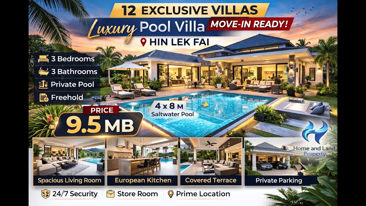Hin Lek Fai Pool Villa | Brand New 3 Bedroom Luxury Home – 9.5 MB Freehold