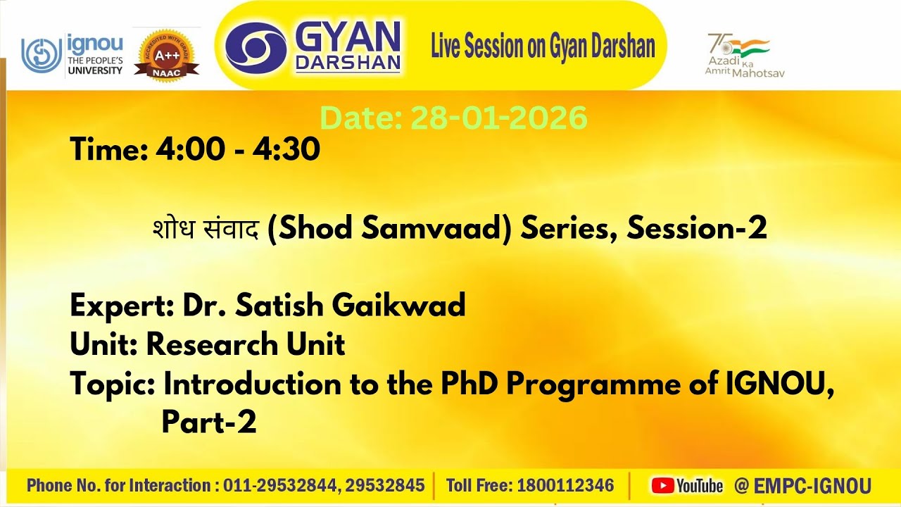 Introduction to the PhD Programme of IGNOU, Part-2