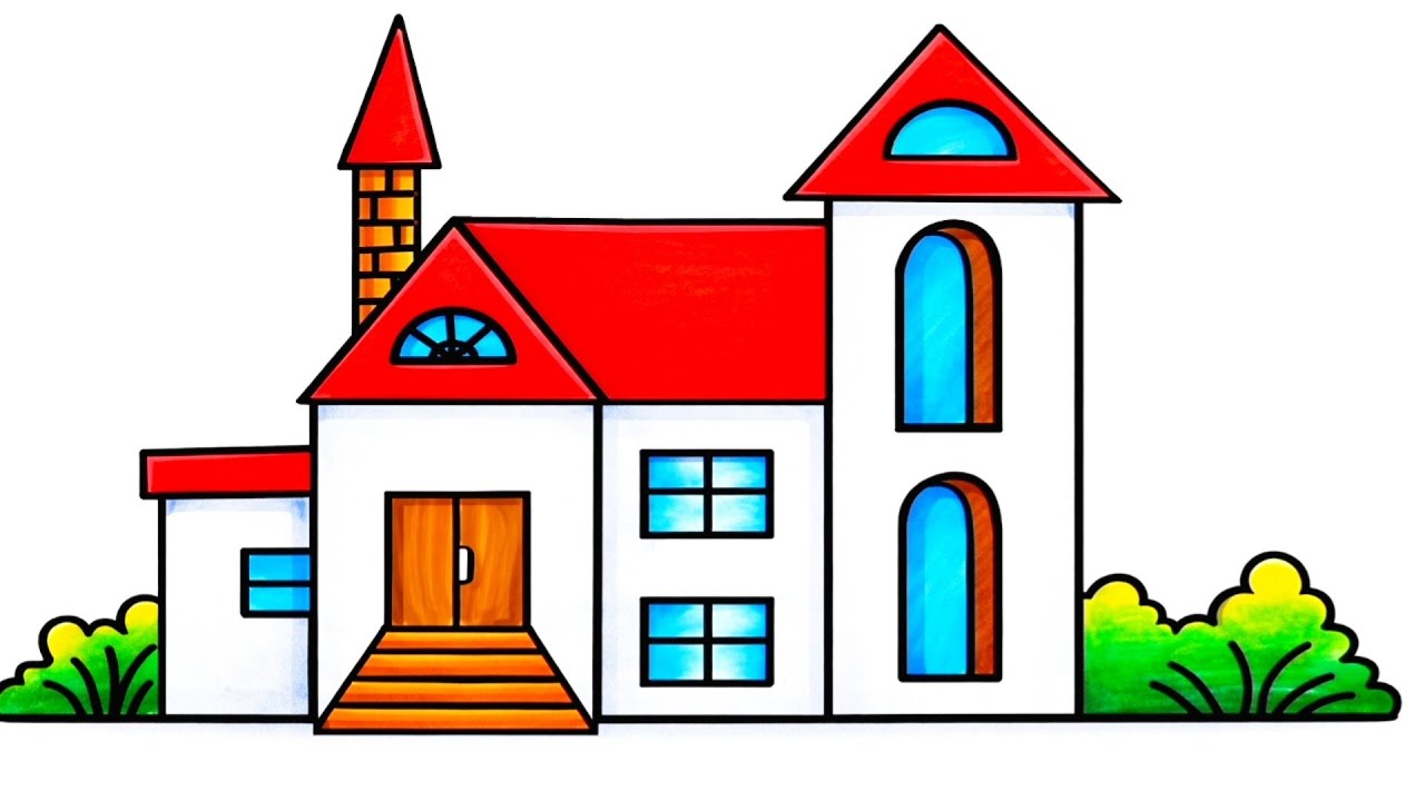 How to make a beautiful house drawing / Leval house drawing / घर का चित्र बनाना सीखें / Draw house