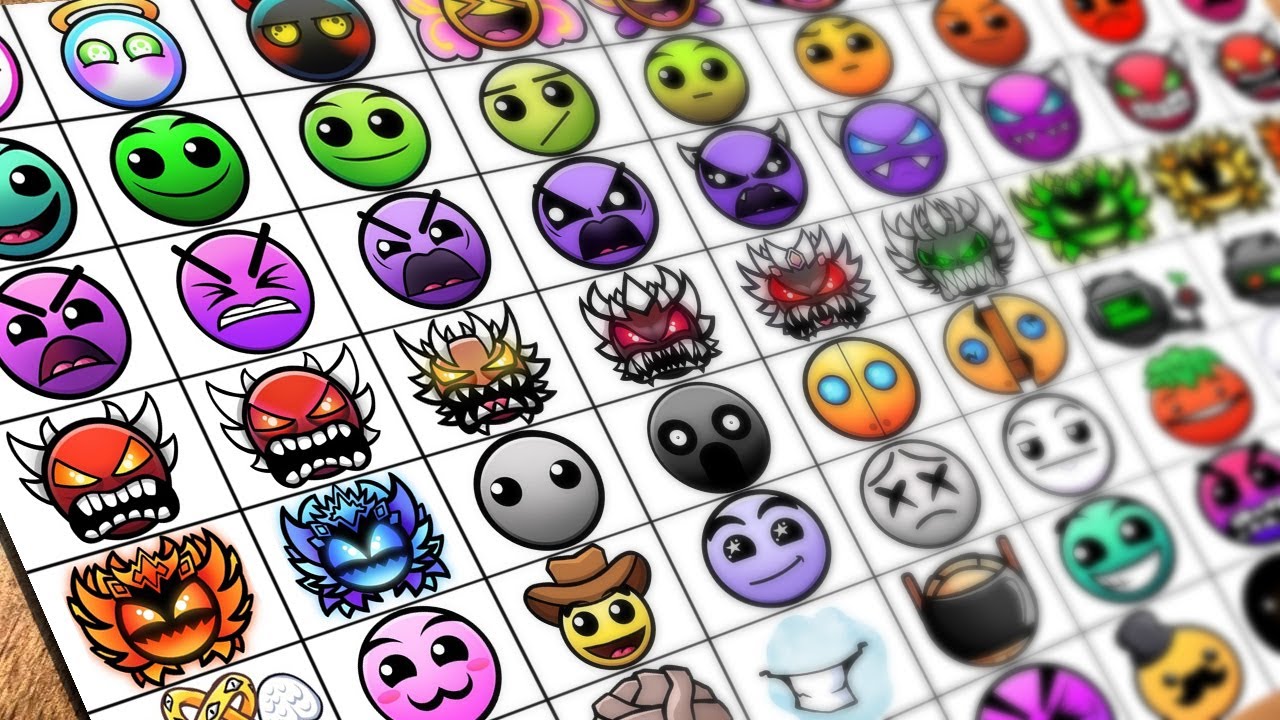 Drawing 1-62 LVL GEOMETRY DASH Difficulty Faces / How to color GEOMETRY DASH